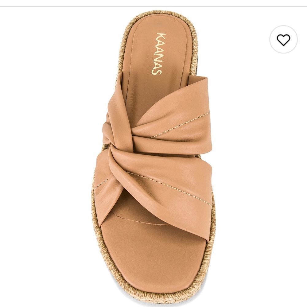 Kaanas Tan Knotted Leather Slide Sandals